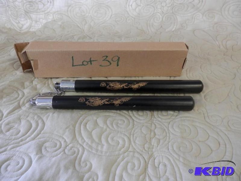 Nunchucks with wood handle and chai...