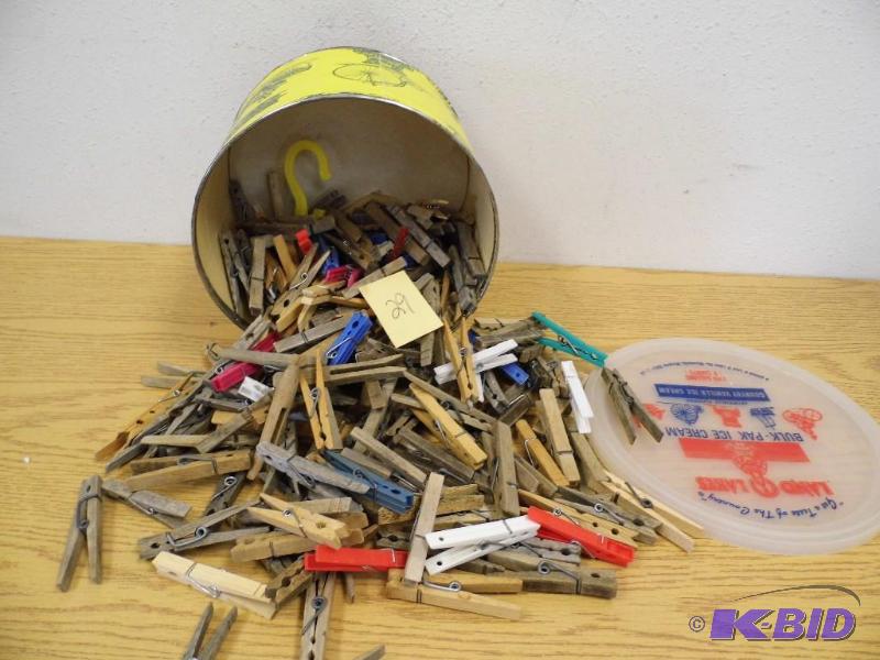 Large Bucket of Clothes Pins