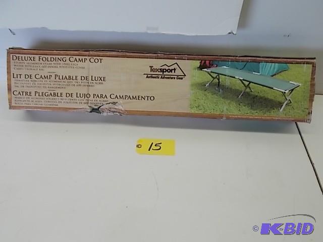 lot 15 image: TexSport Deluxe Folding Camp Cot, N...