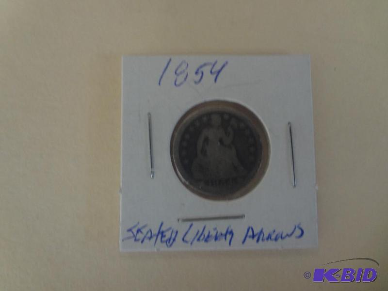 1854 Seated Liberty Dime With Arrow...