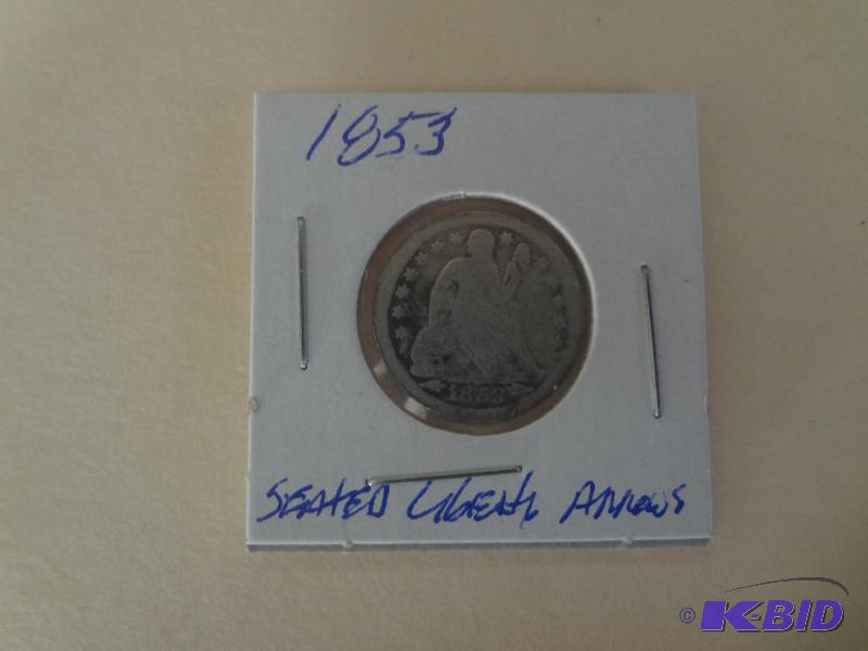 1853 Seated Liberty Dime With Arrow...