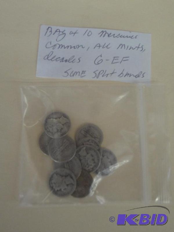 Bag Of (10) Mercury Dimes, Common, ...