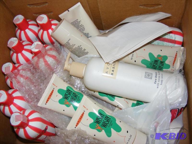 lot 27 image: Box of Avon Items, Candy Cane Showe...