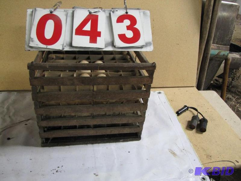Antique Egg Crate with wood eggs....
