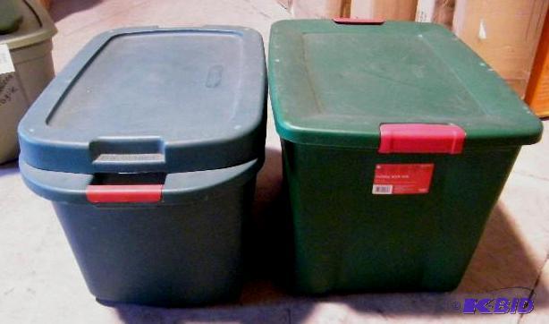 lot 124 image: Two Plastic Bins with Lids -&nbspO...