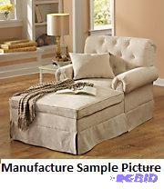 lot 126 image: Ivory Tufted Microsuede Chaise Lou...