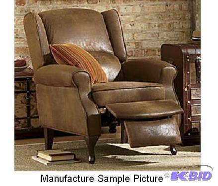 lot 151 image: Distressed Brown Like Leather Recli...