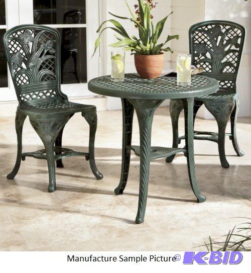 lot 34 image: Green Iris Three Piece Bistro Set -...