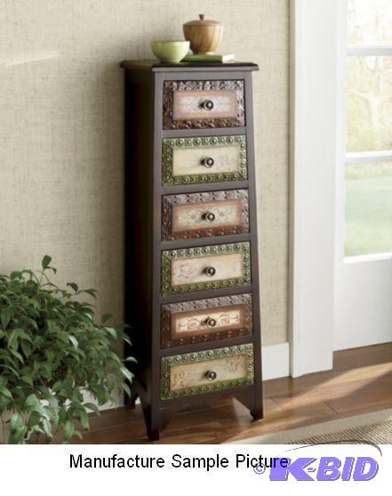 lot 7 image: Six Drawer Pyramid Scroll Console -...
