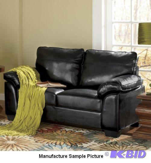 lot 77 image: Black Like Leather Loveseat - ...