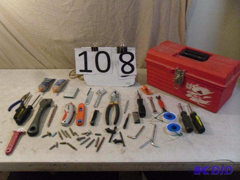 lot 108 image: Plastic Tool Box Full of Hand Tools...