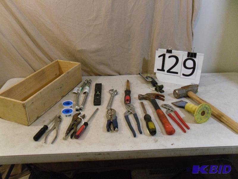 lot 129 image: Large Hammer, Masonry Chisel, Plier...