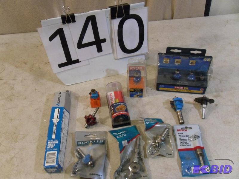 lot 140 image: Lot of 12 Router Bits and a New Del...