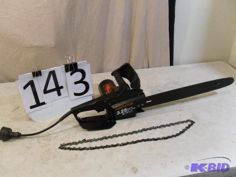 lot 143 image: Remington Electric Chainsaw. 3.25 H...