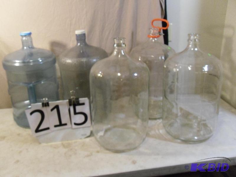 lot 215 image: Lot of 3 Heavy Large Rare Glass Jug...