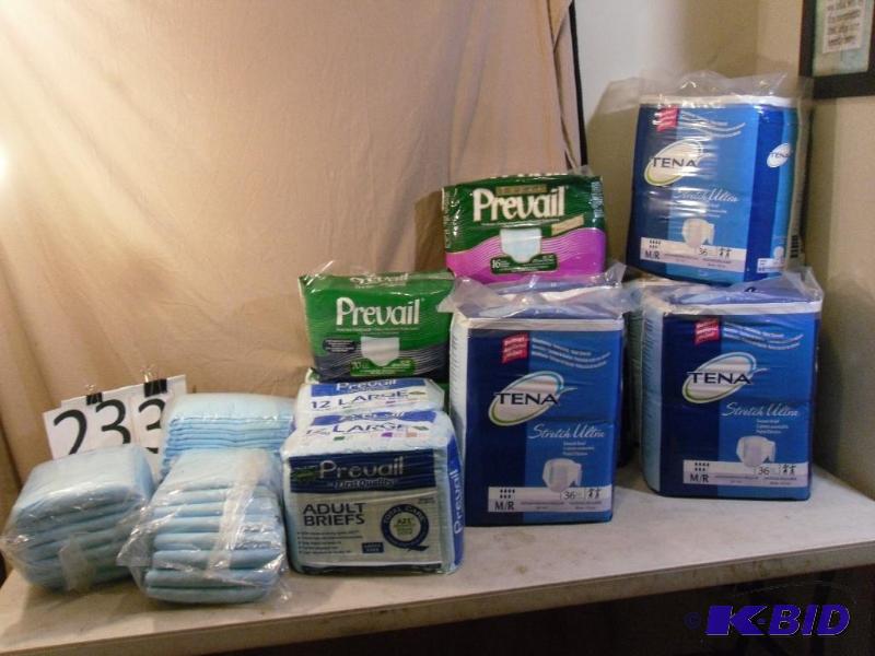lot 233 image: Lot of Adult Briefs &nbspDiapers....