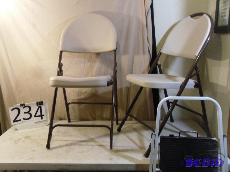 lot 234 image: 2 Nice Plastic Folding Chairs and M...