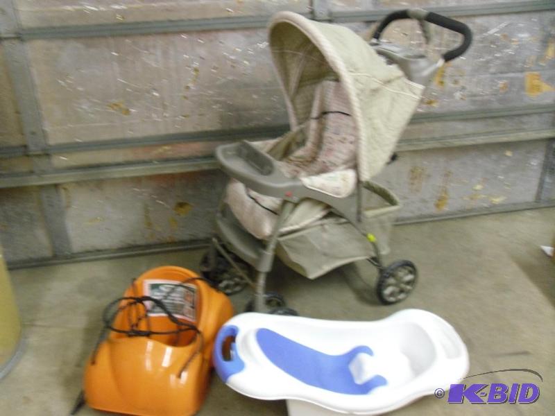 lot 241 image: Evenflo Stroller, Baby Swing, and B...