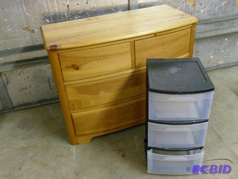 lot 243 image: Wood 3 Drawer Dresser (needs knobs)...