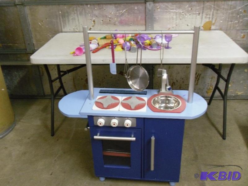 lot 249 image: Kids Wood Kitchen with Accessories....