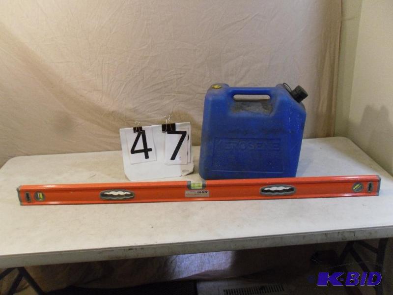 lot 47 image: 48" Level and a 5 Gallon Keros...