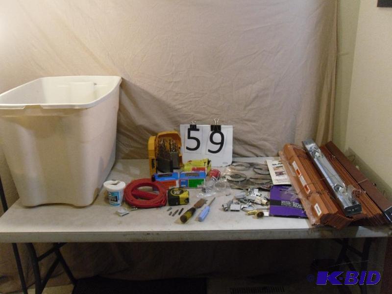 lot 59 image: Drill Bits, Fasteners, Fish Tape, T...