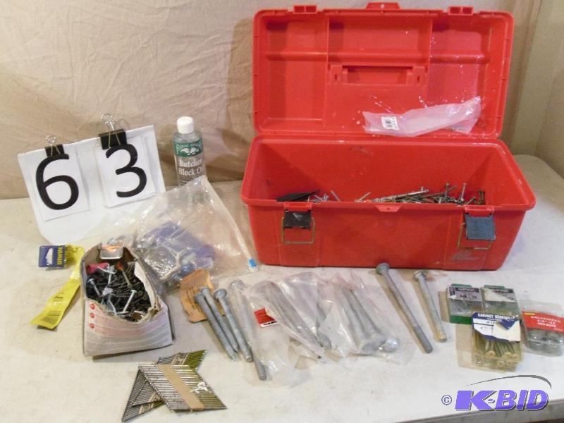 lot 63 image: Toolbox Full of Fasteners and Hardw...