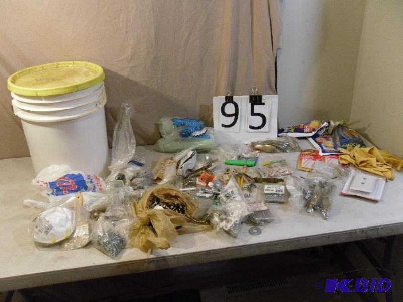 lot 95 image: Bucket with Lid Full of Hardware, F...