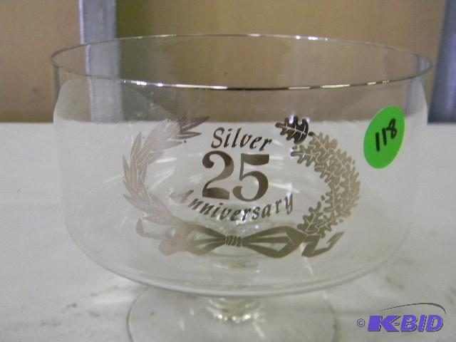 25th Silver Anniversary glass bowl...