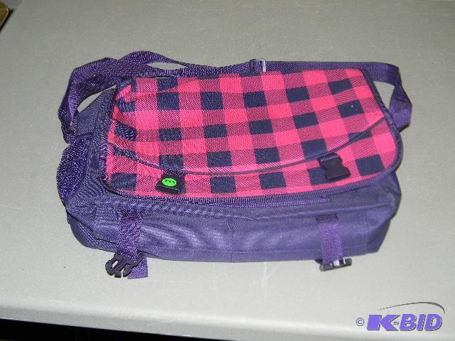 Purple and pink plaid shoulder bag...