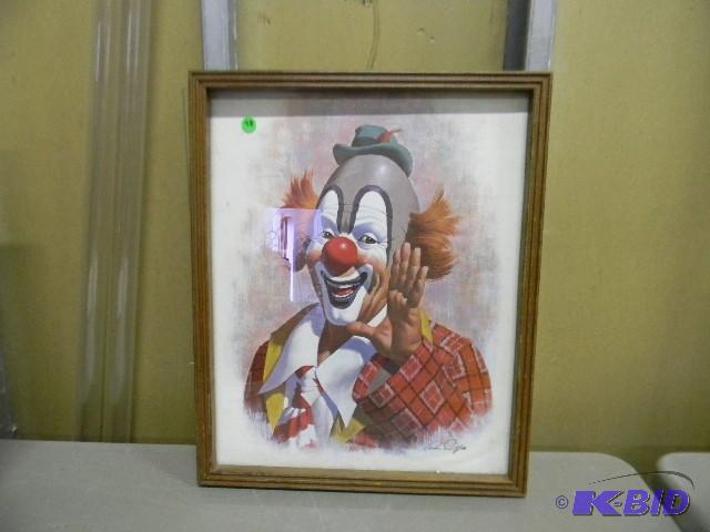 Framed clown picture - 17&quot x 2...