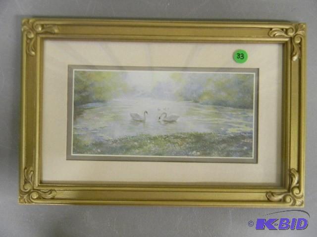 Beautiful framed swan picture - 15&...