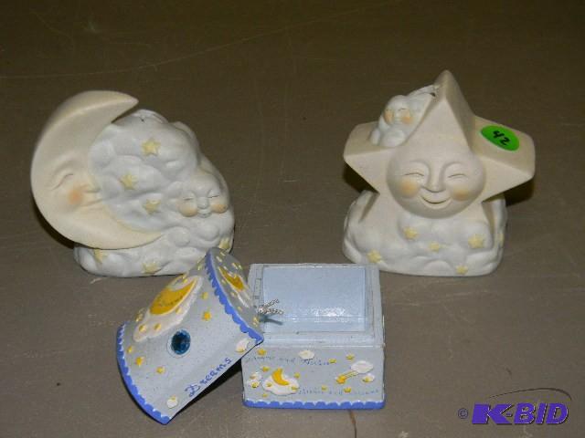 Lot of 3 - sun candle holder, moon ...