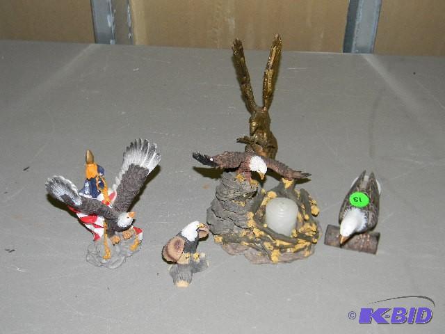 Lot of 5 eagle figurines - one cand...