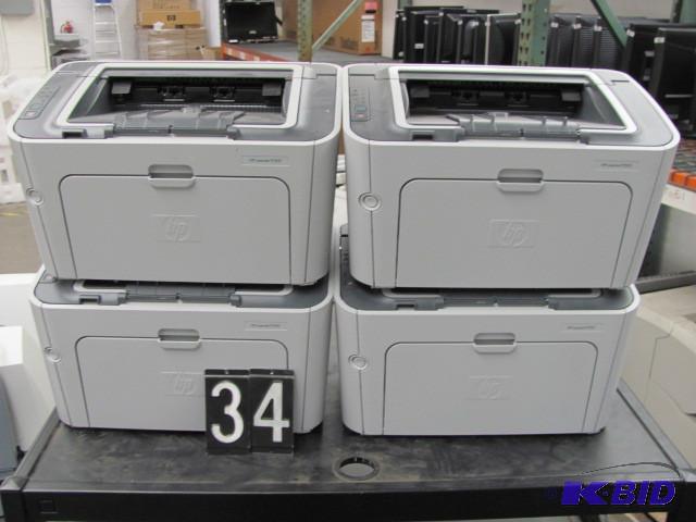 lot 34 image: Lot of 4 HP laserjet P1505 desktop ...