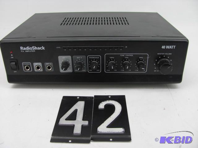 lot 42 image: Radioshack 40W P.A amplifier. This ...