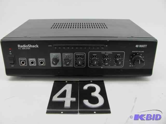 lot 43 image: Radioshack 40W P.A amplifier. This ...