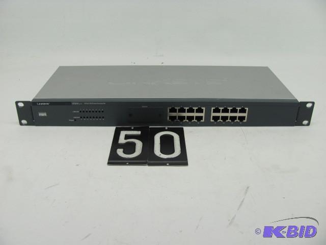 lot 50 image: Linksys EF2H16 16 port auto sensing...