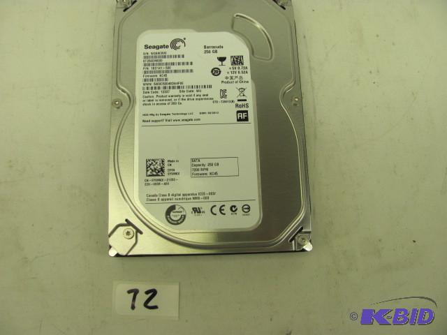 lot 72 image: Seagate 250G 3.5" SATA hard dr...