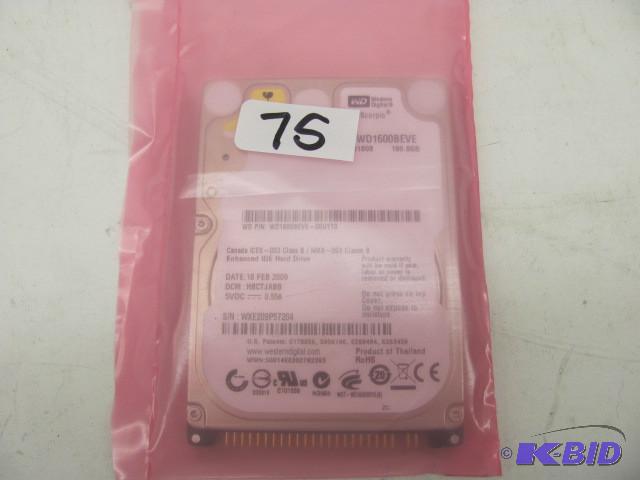 lot 75 image: western digital 250G 2.5" IDE ...