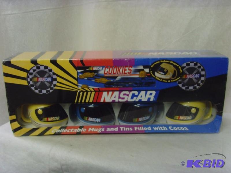 lot 69 image: NASCAR Helmet Mugs & Cookies Set
