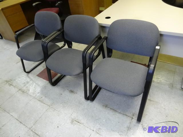 3 matching metal framed side chairs...