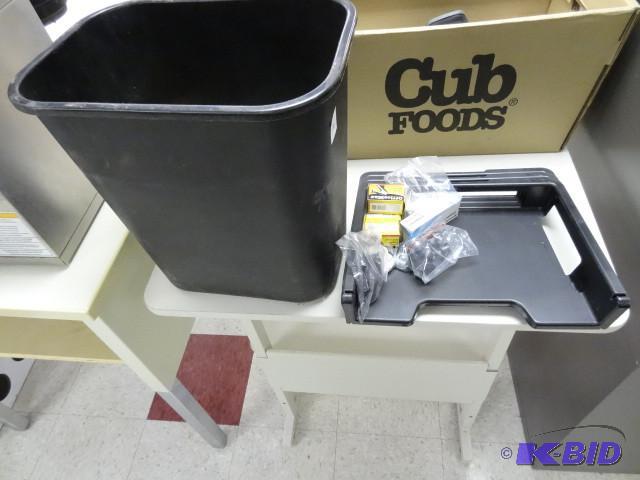 Waste can with misc office supplies...