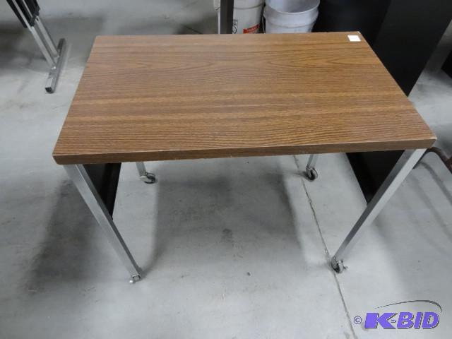 Metal type writer desk on wheels. 3...