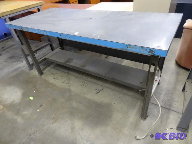 Wood top work bench with metal fram...