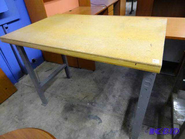 Wood top work bench with metal fram...