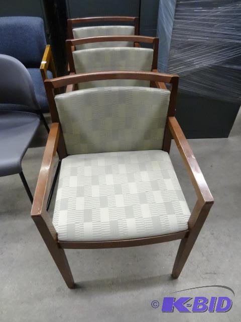 3 matching wood framed side chairs...