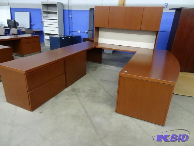 U shaped office desk with hutch. 3 ...