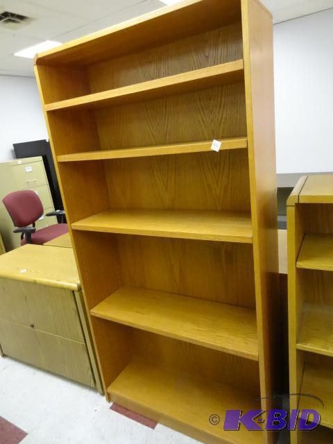 Wood book case with 4 adjustable sh...