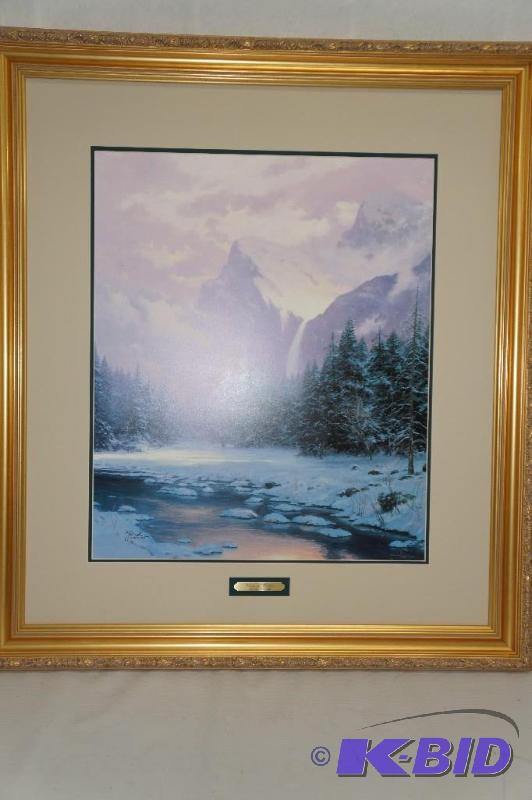 lot 3 image: RareThomas Kirkade Glory of Winter print.